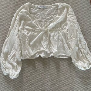 Petal & Pup Cream Blouse with Tie Detail